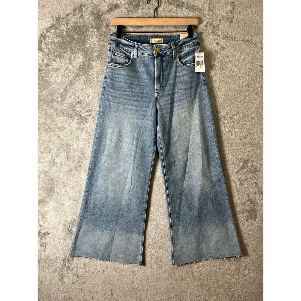 KUT From The Kloth High Rise Ryan Fab Ab Super Wide Leg Jeans Light Wash 2 New